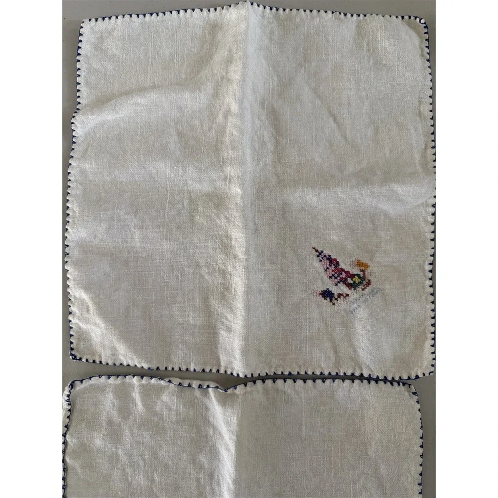 Vintage Handsewn Table Top Scarves Lot of 3 / 4 Napkins